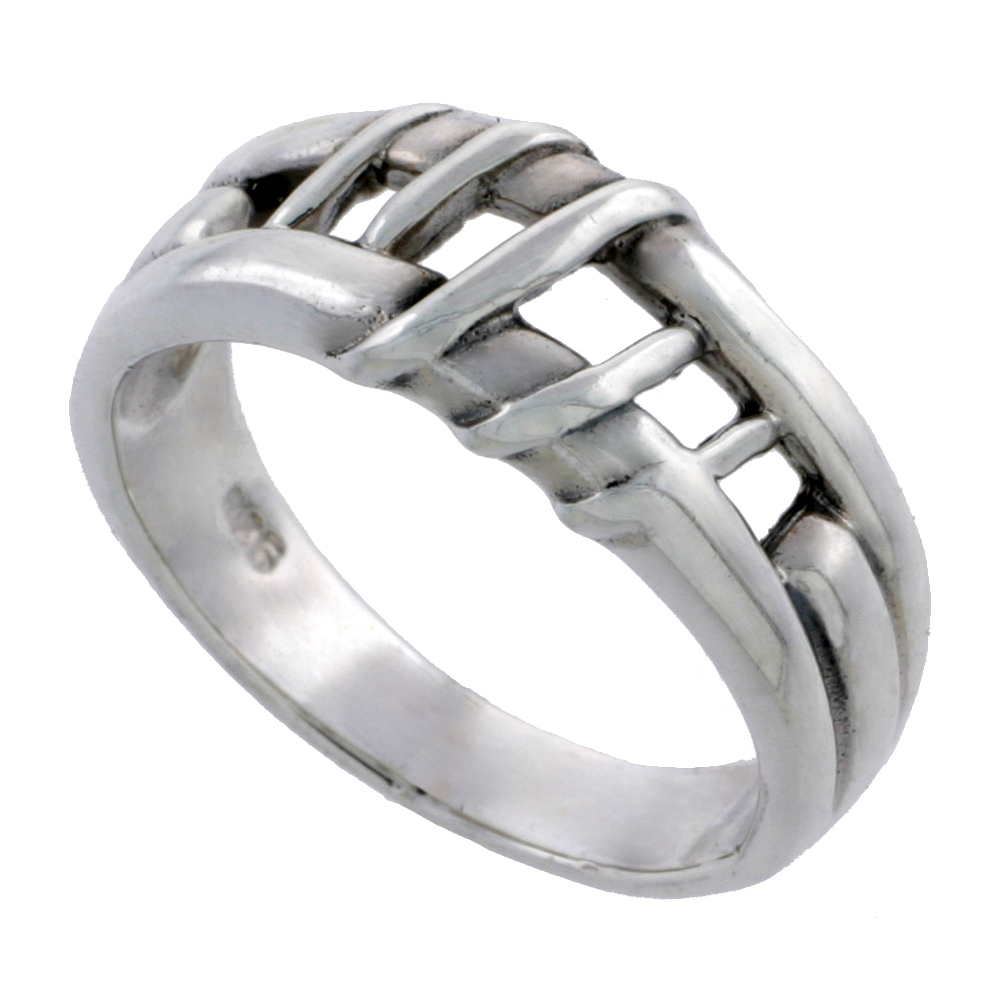 STERLING SILVER WIRE WRAPPED RING 5/16 INCH WIDE SIZES 5 - 14