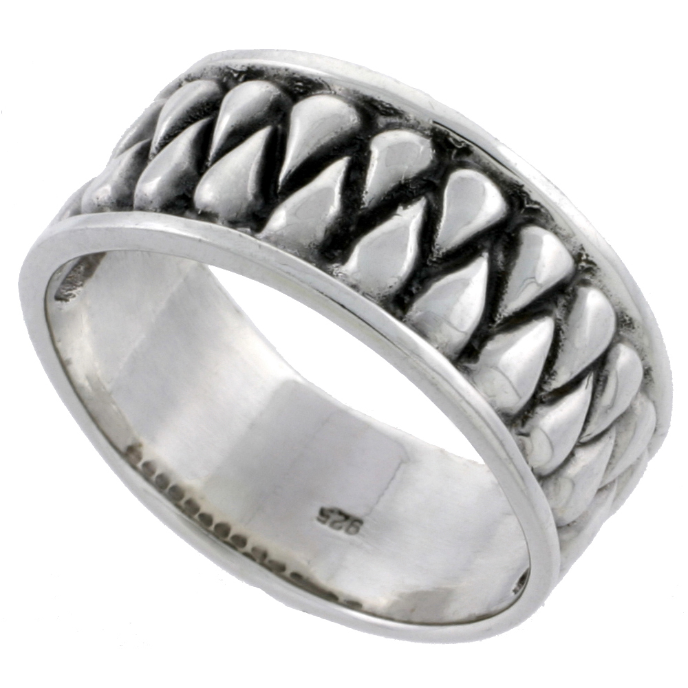 STERLING SILVER TEARDROPS RING 3/8 INCH WIDE SIZES 6 - 12