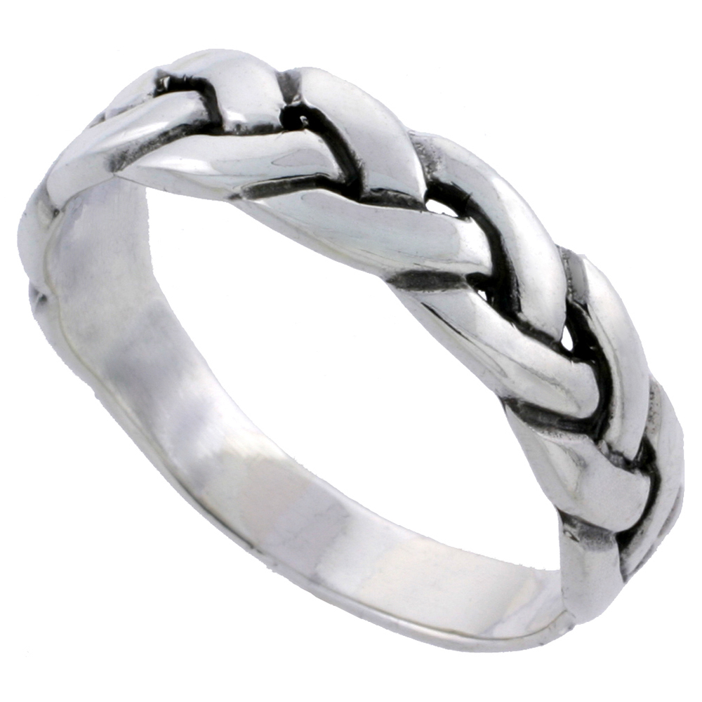 STERLING SILVER BRAIDED RING 1/4 INCH SIZES 4 - 13