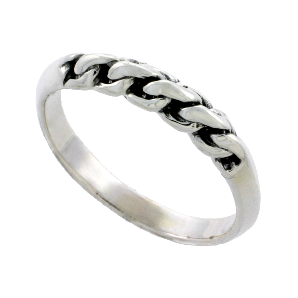 STERLING SILVER ROPE WIRE RING 3/16 INCH SIZES 4 - 13
