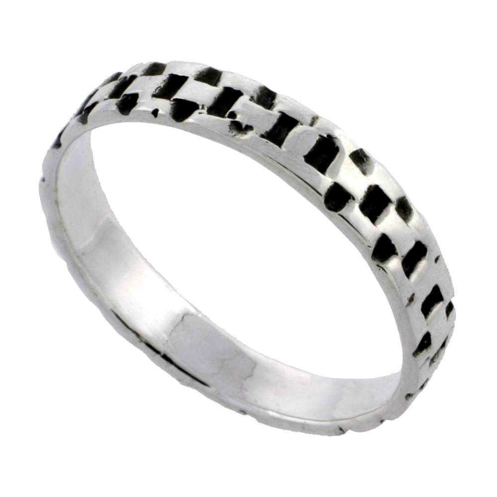 STERLING SILVER LINK CHAIN RING 3/16 INCH WIDE SIZES 6 - 10