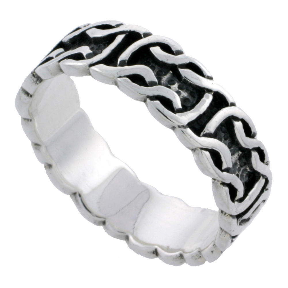 Sterling Silver Celtic Knot Ring Wedding Band Thumb Ring 1/4 inch wide sizes 6 - 10