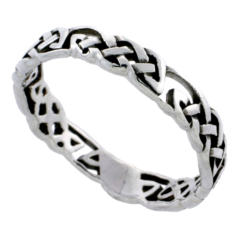 STERLING SILVER STACKABLE CELTIC RING 1/8 INCH WIDE SIZES 6 - 10