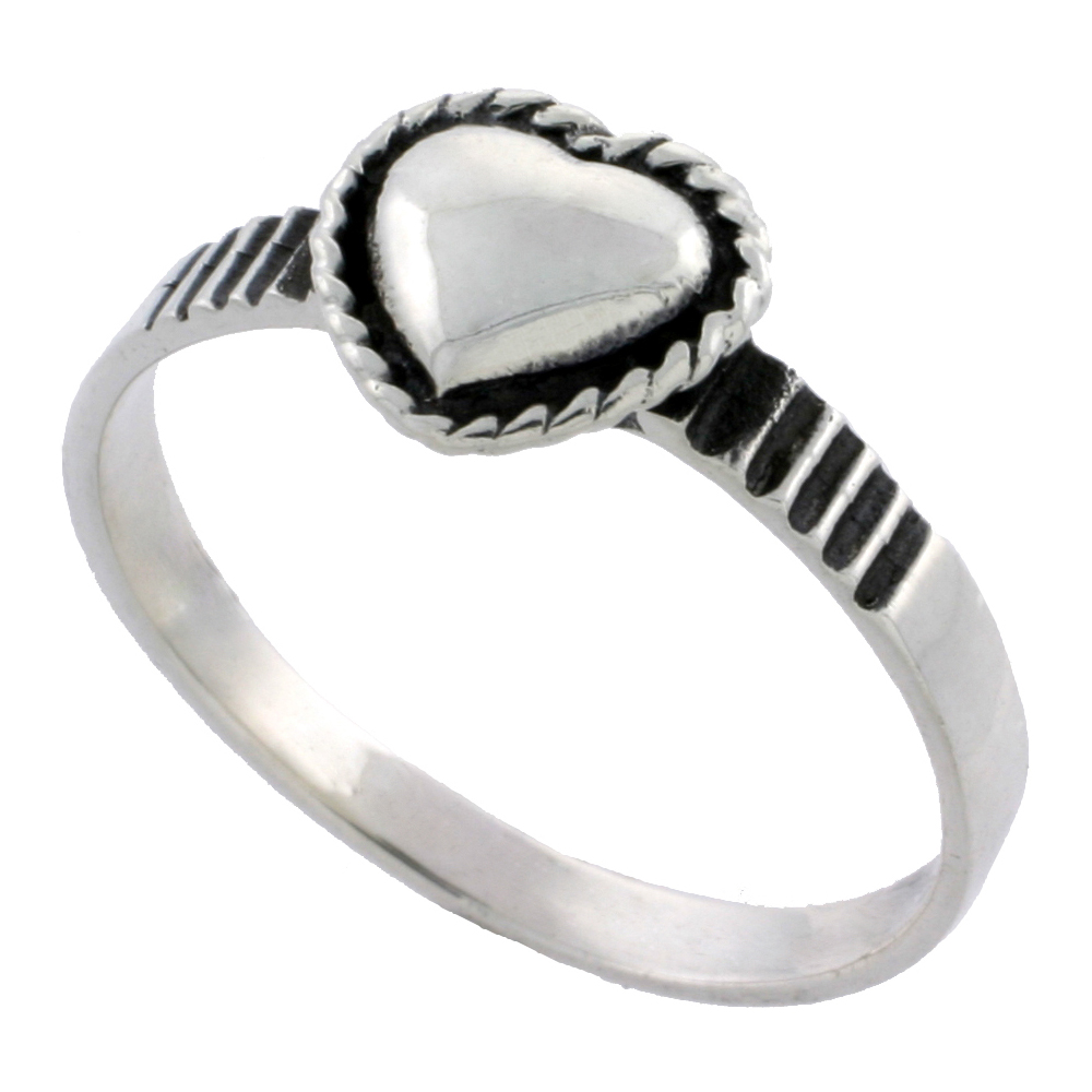 STERLING SILVER HEART RING 5/16 INCH WIDE SIZES 4 - 12