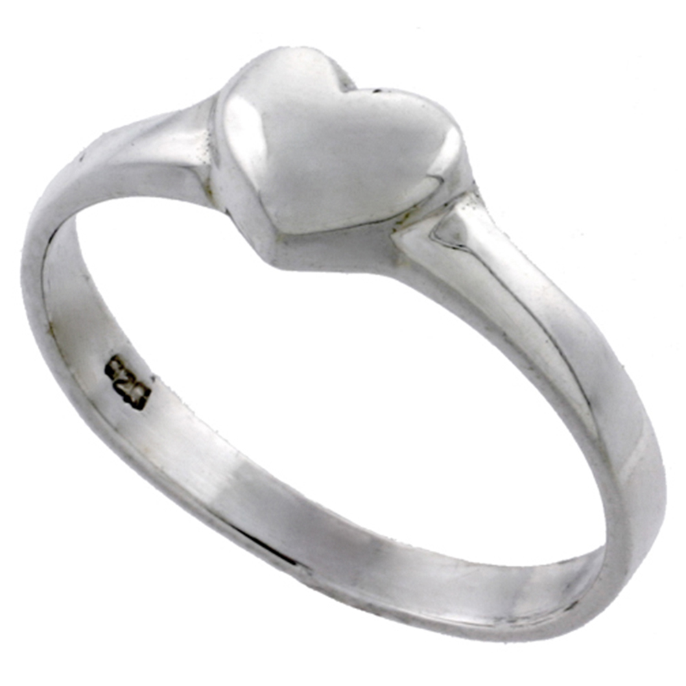 STERLING SILVER HEART RING 1/4 INCH WIDE SIZES 3 - 10