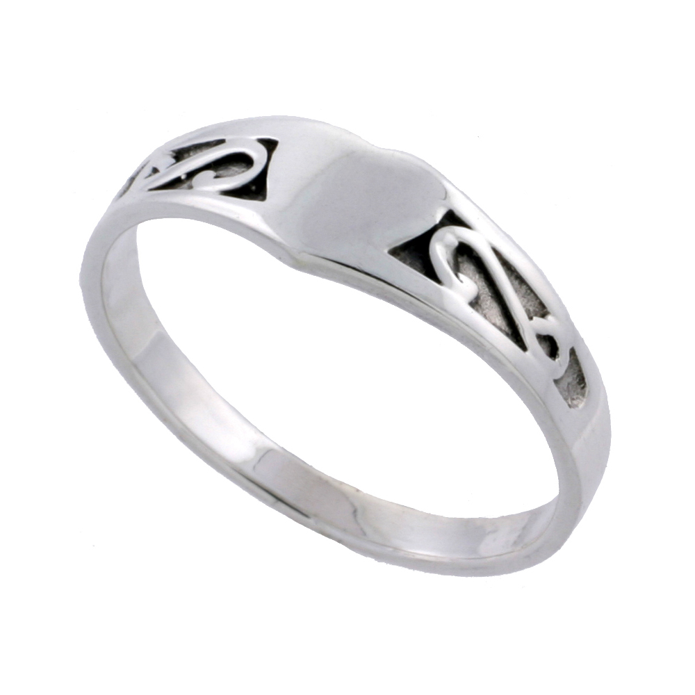STERLING SILVER CELTIC KNOT HEART RING 3/16 INCH WIDE SIZES 5 - 11