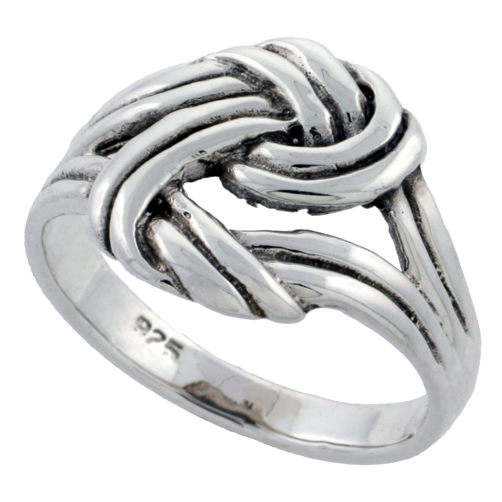 STERLING SILVER KNOT RING 1/2 INCH WIDE SIZES 6 - 10