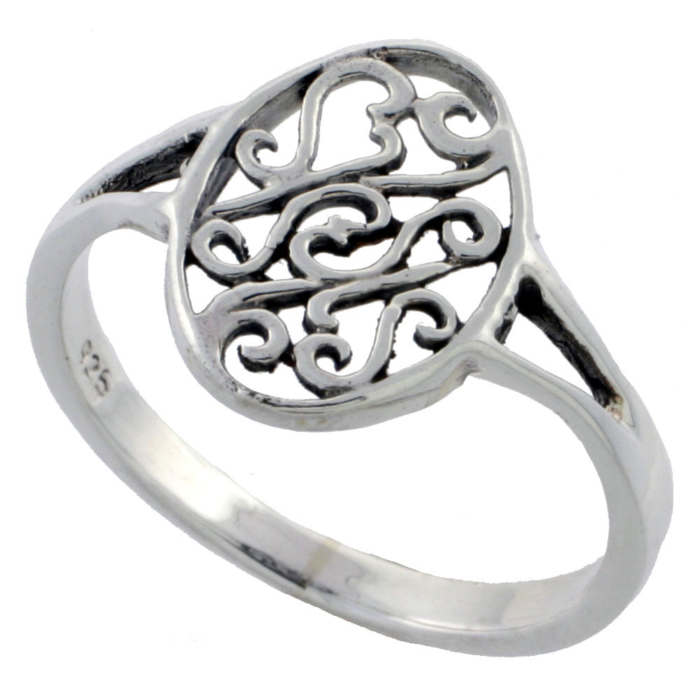STERLING SILVER OVAL CELTIC RING 1/2 INCH WIDE SIZES 6 - 10