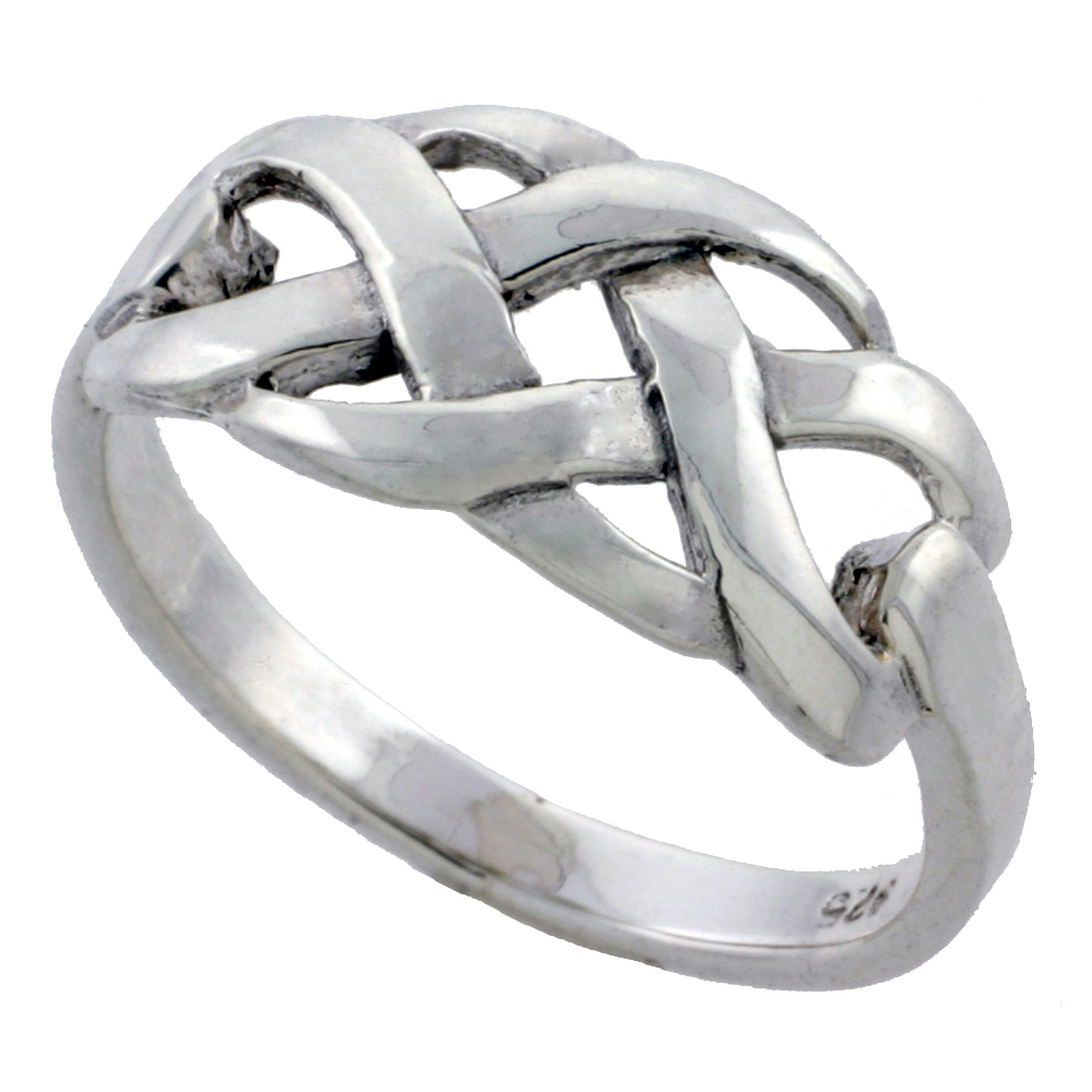 STERLING SILVER WOVEN BRAID RING 3/8 INCH WIDE SIZES 6 - 10