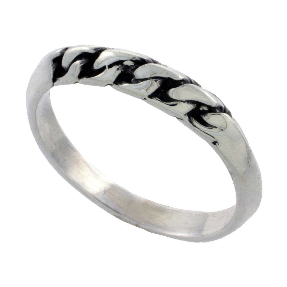 STERLING SILVER ROPE RING 3/16 INCH SIZES 6 - 10