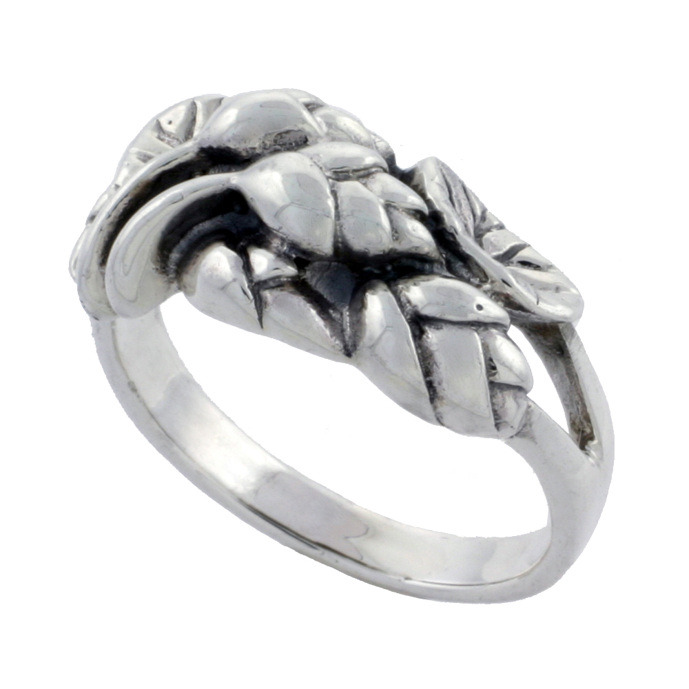 STERLING SILVER HAWAIIAN FLOWER RING 3/8 INCH WIDE SIZES 6 - 10
