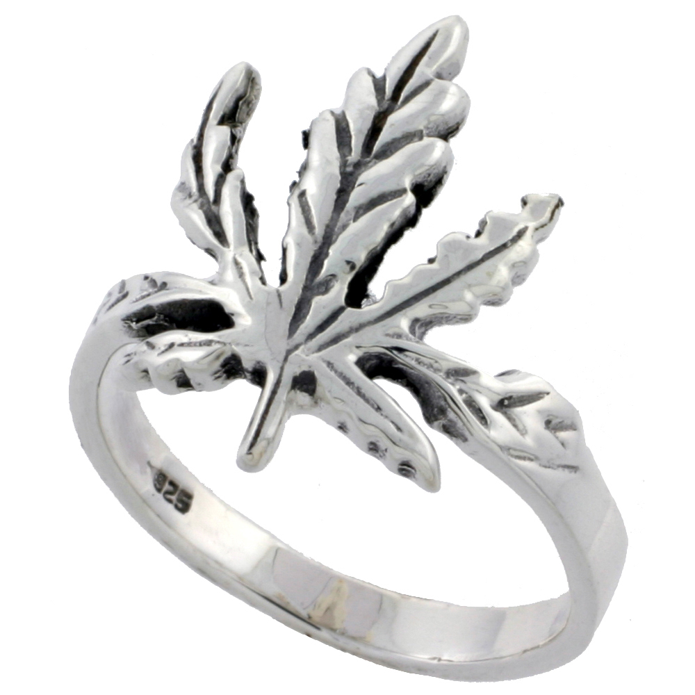 STERLING SILVER LEAF RING LARGE 3/4 INCH SIZES 6 - 10