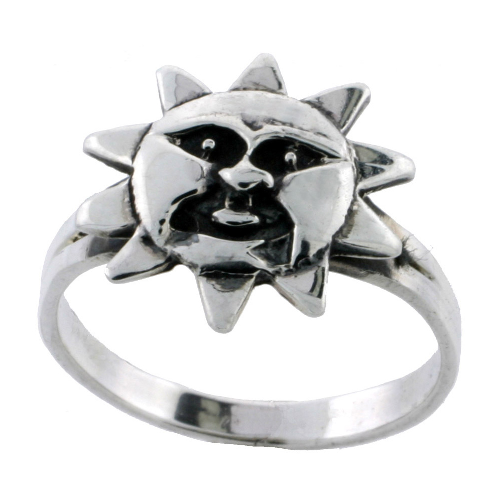 STERLING SILVER SUN RING 7/16 INCH WIDE SIZES 6 - 10