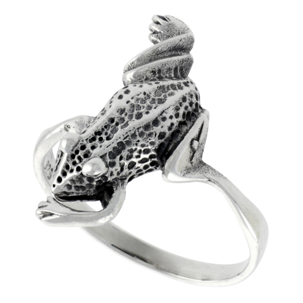 Sterling Silver Frog Ring for Women 7/8 inch sizes 6 - 10