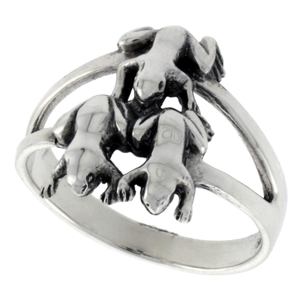 STERLING SILVER FROGS RING FOR WOMEN 5/8 INCH WIDE SIZES 6 - 10