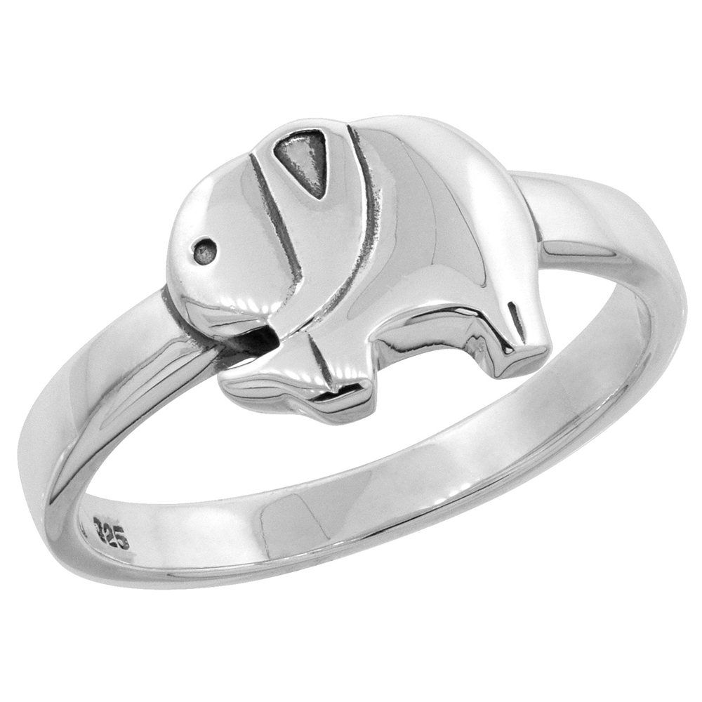 Sterling Silver Elephant Ring for Women 1/4 inch sizes 6 - 10