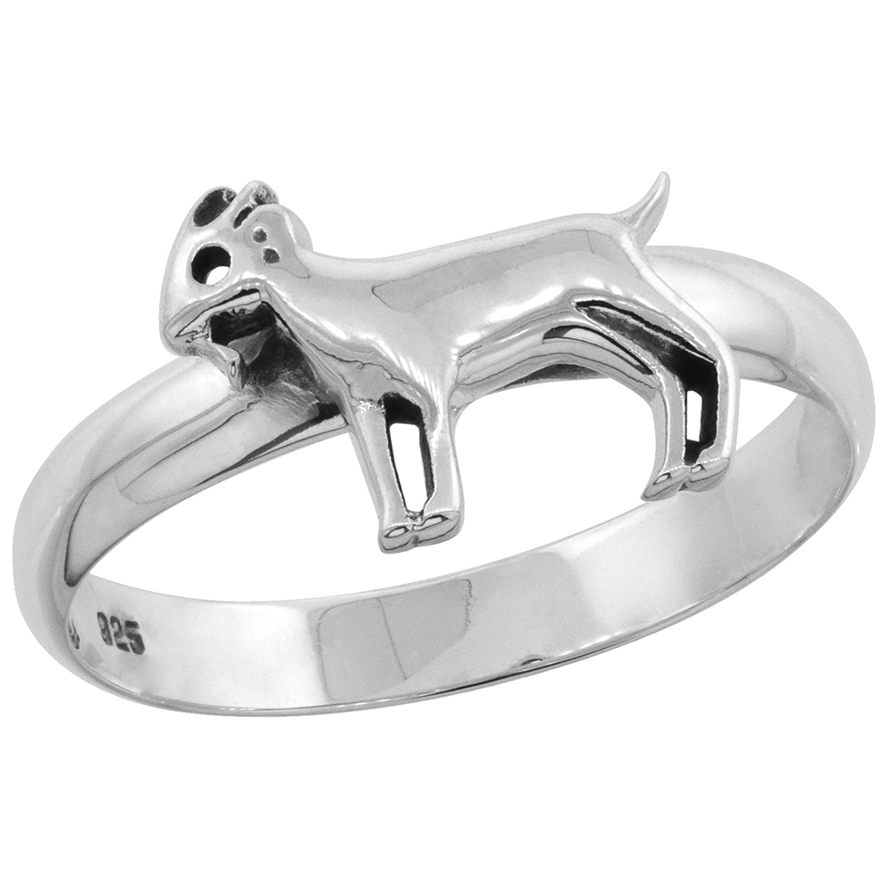 Sterling Silver Stackable Goat Ring for Women 3/8 inch wide sizes 6 - 10