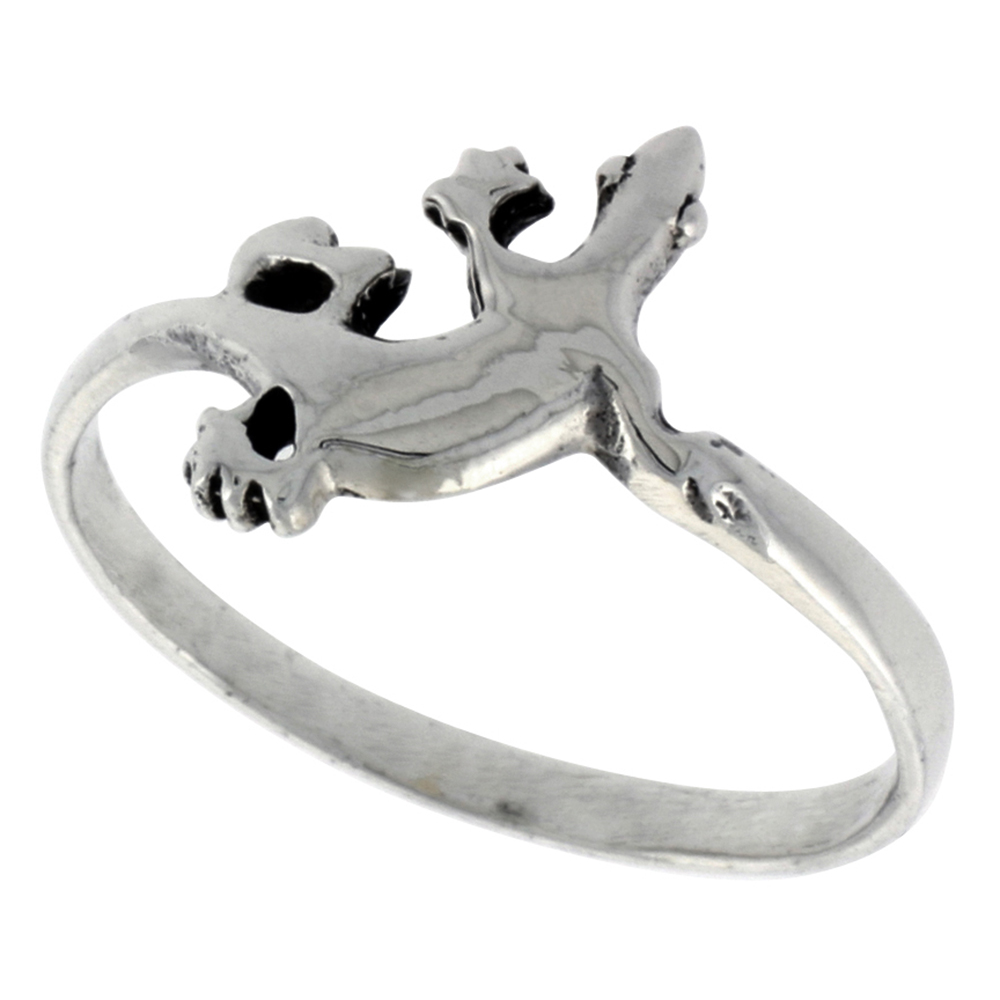 STERLING SILVER GECKO RING FOR WOMEN 5/8 INCH WIDE SIZES 6 - 10