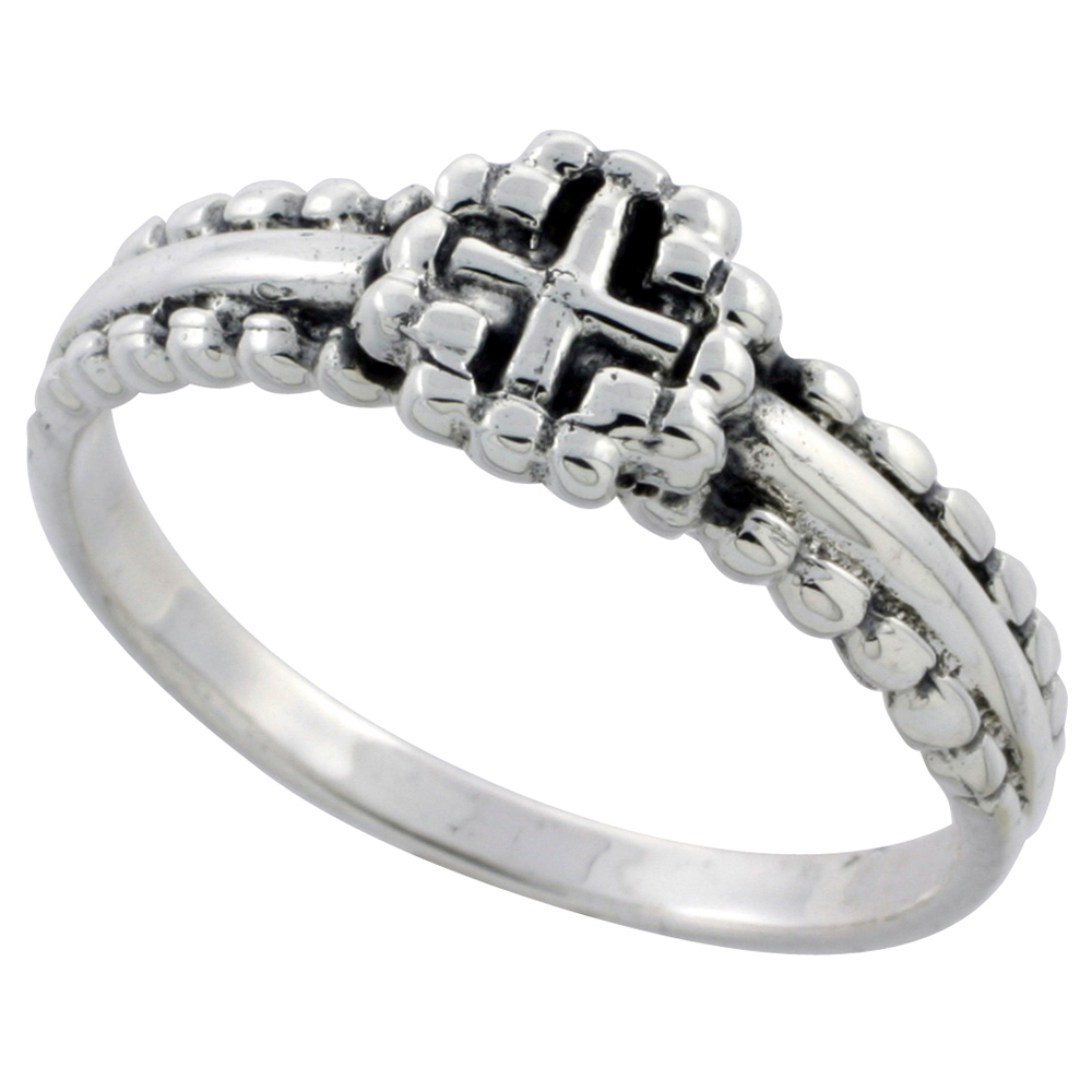 STERLING SILVER CROSS RING 5/16 INCH WIDE SIZES 6 - 10