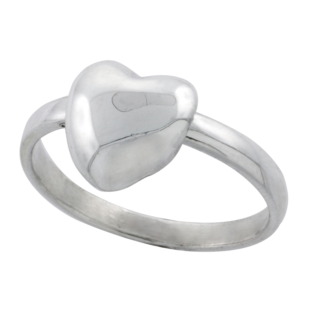 STERLING SILVER MOVABLE HEART RING 1/2 INCH WIDE SIZES 6 - 10