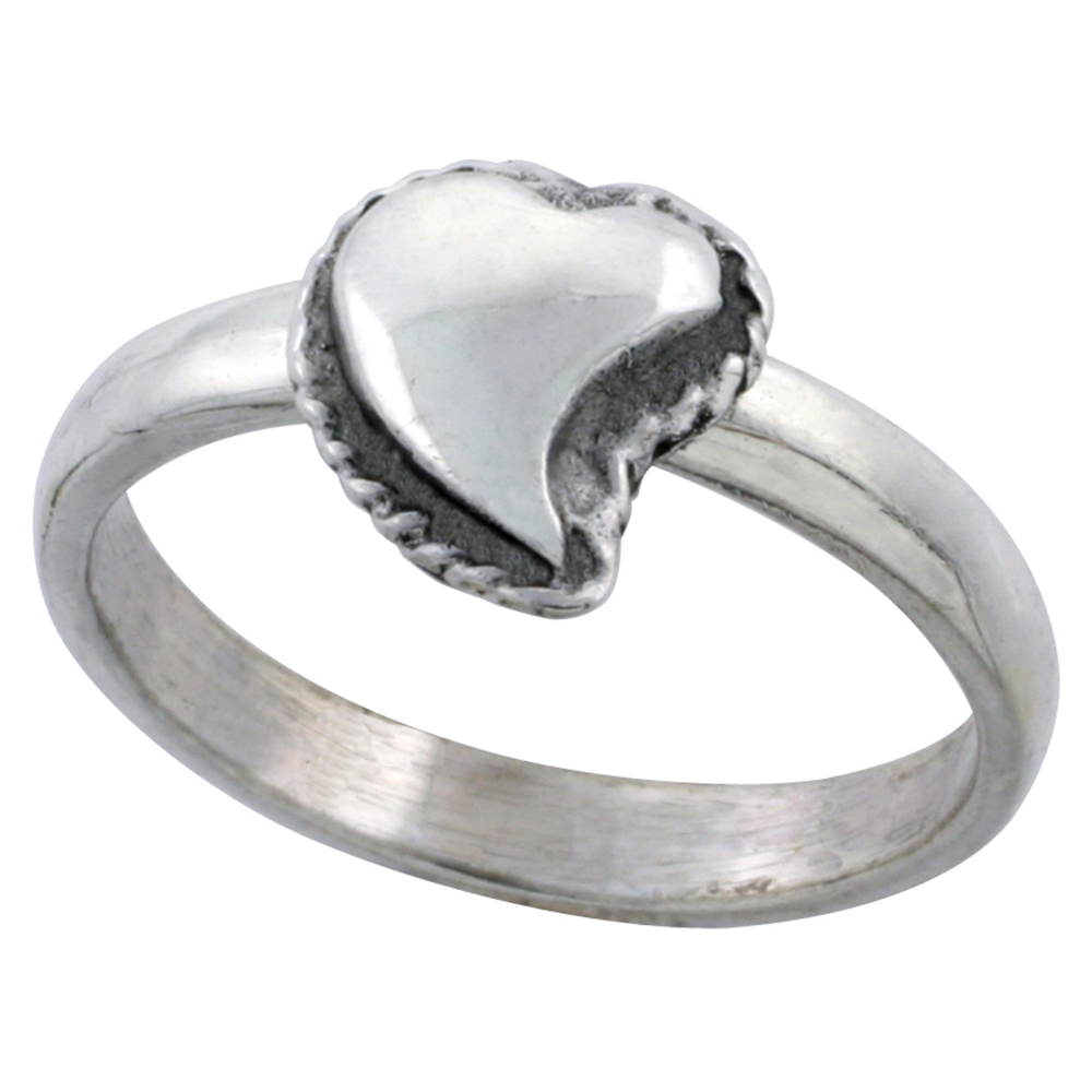 STERLING SILVER MOVABLE HEART RING 1/2 INCH WIDE SIZES 6 - 10