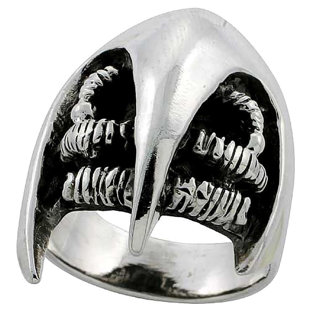 STERLING SILVER HELMET SKULL RING 1 1/4 INCH WIDE SIZES 6 TO 15