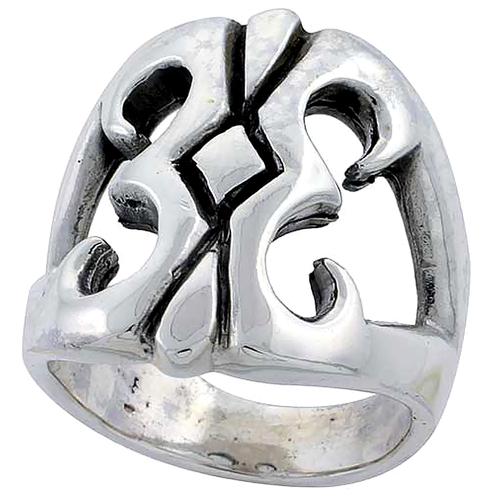 STERLING SILVER VAJRA RING 1 INCH WIDE