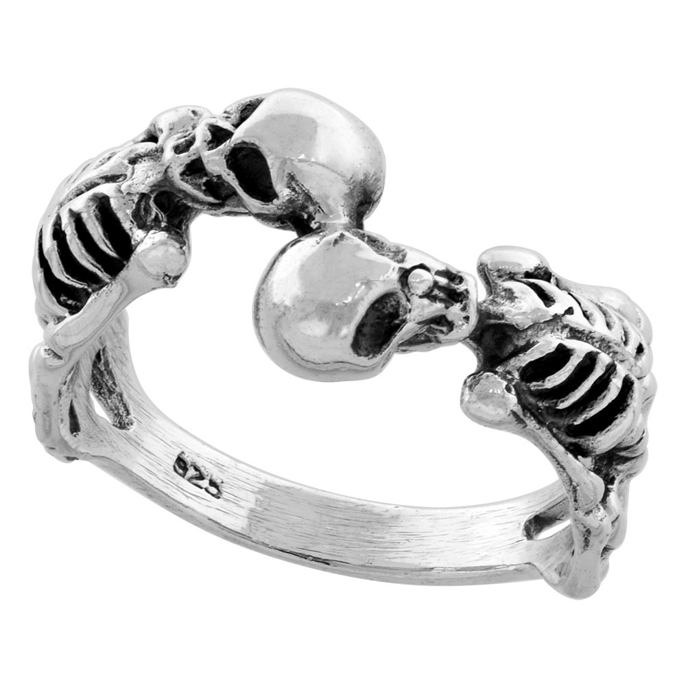 STERLING SILVER 2 SKELETON RING 1/2 INCH WIDE SIZES 6 TO 15