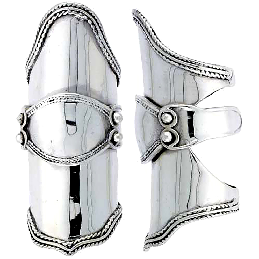 STERLING SILVER FINGER ARMOR RING 2 5/16 INCH WIDE