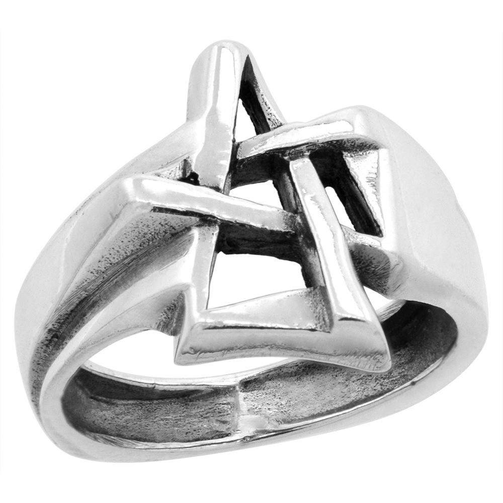 STERLING SILVER STAR RING FOR WOMEN 5/8 INCH WIDE SIZES 5 TO 12