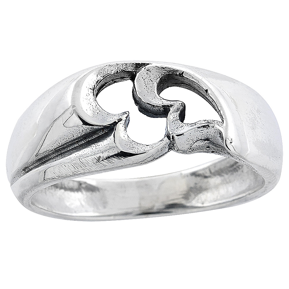 STERLING SILVER DOUBLE HEART RING FOR WOMEN 5/16 INCH WIDE SIZES 5 - 12