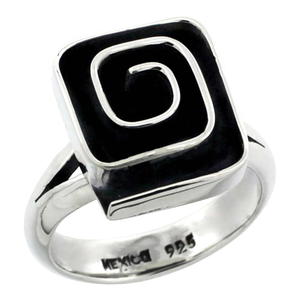 sterling silver Square shape Swirl Ring for Women 5/8 inch