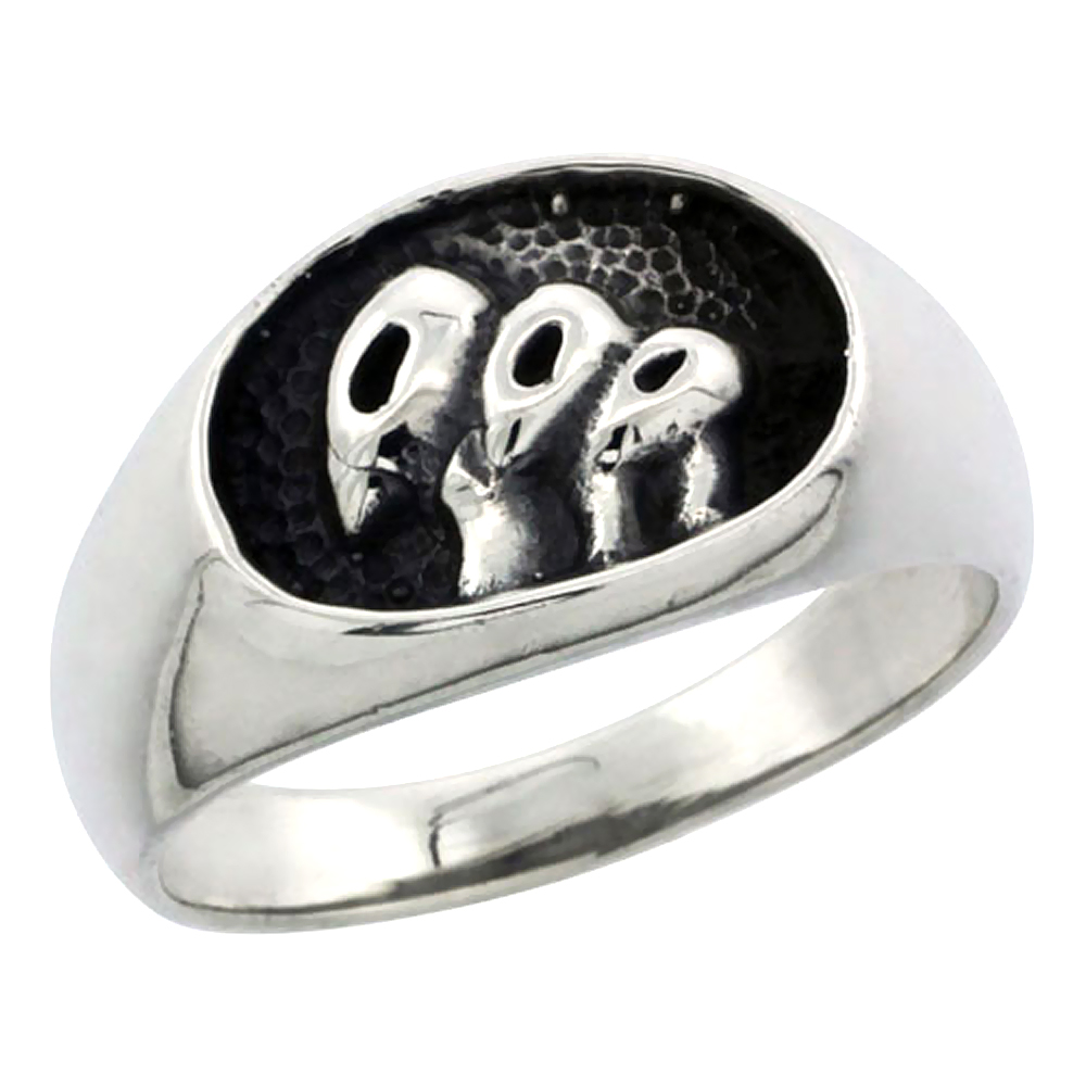 sterling silver Alien Ring for Men &amp; Women 1/2 inch