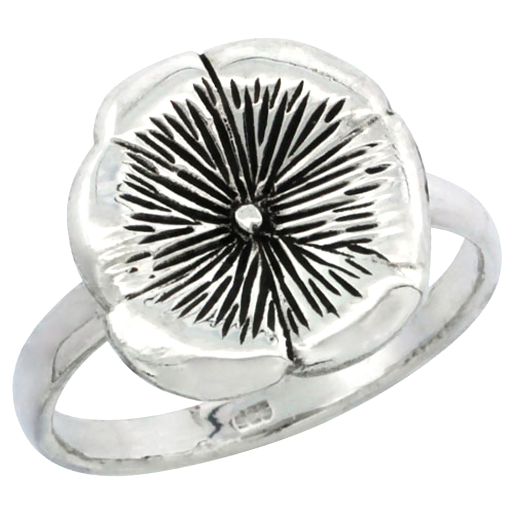 sterling silver Movable Flower Ring for Women 1/2 inch