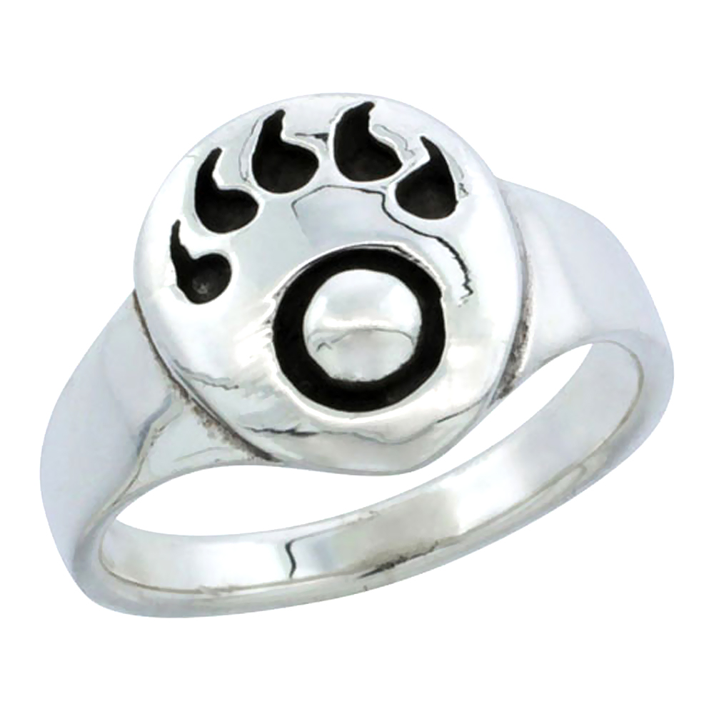 sterling silver Bear Paw Ring for Women 5/16 inch sizes 6 - 13