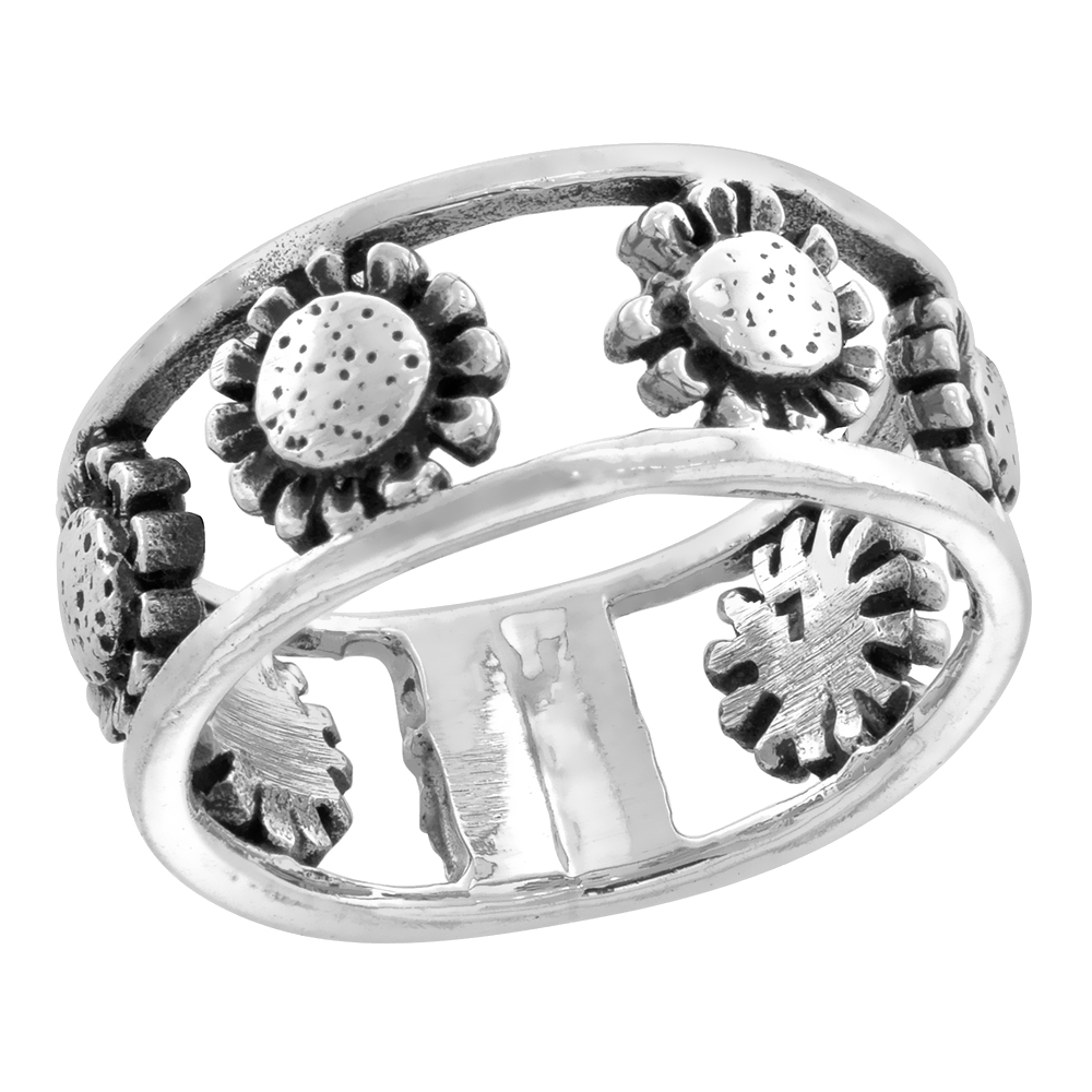 sterling silver Greek key Ring for Women Band 3/16 inch