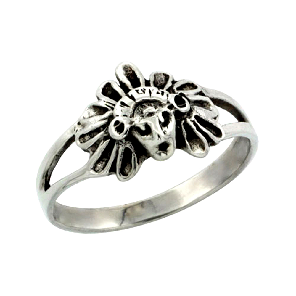 sterling silver Small Indian Head Ring for Women 11/32 inch