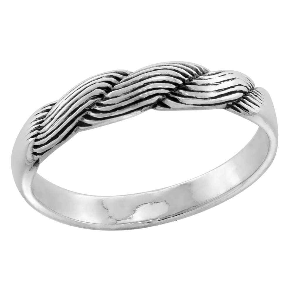 sterling silver Rope Ring for Women 1/8 inch