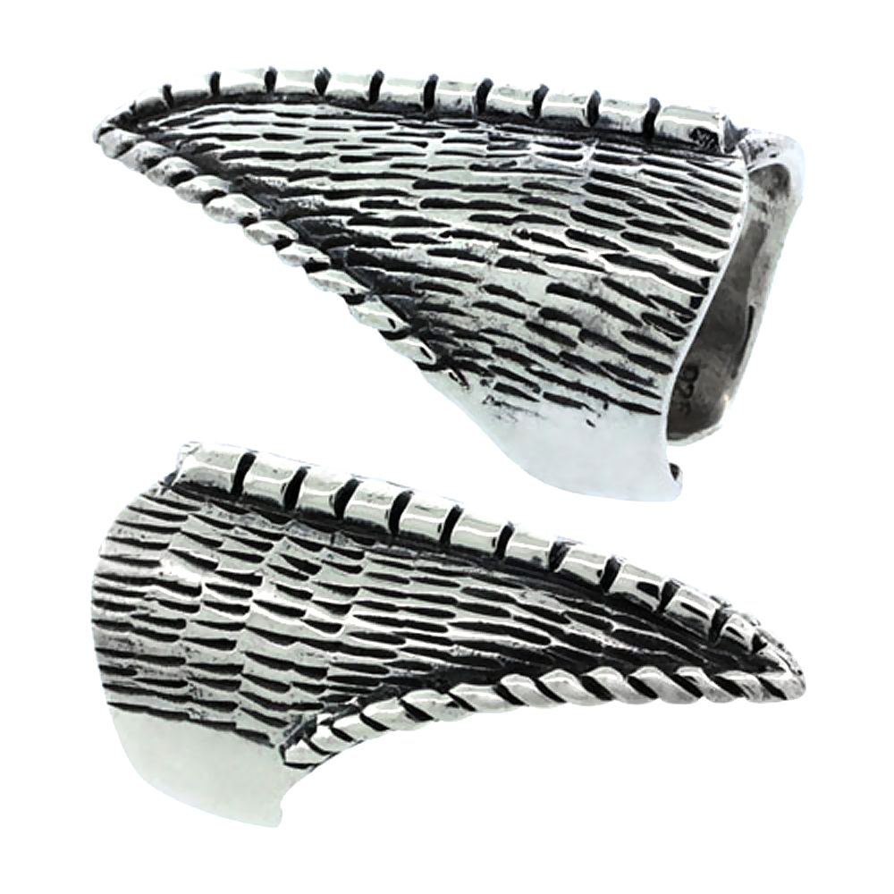 STERLING SILVER FINGERTIP RING FOR WOMEN SPINE DESIGN 1 1/4 INCH (32MM) LONG