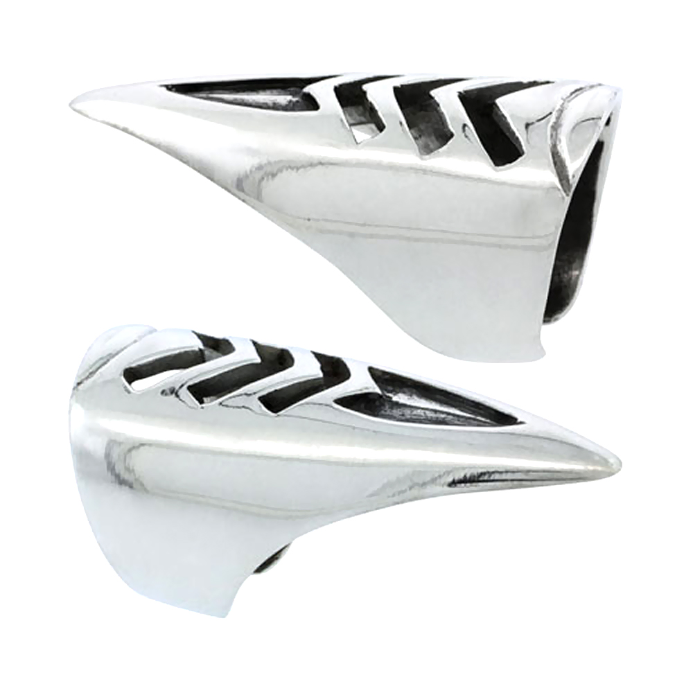 STERLING SILVER FINGERTIP RING FOR WOMEN CHEVRON DESIGN 1 1/4 INCH (32MM) LONG