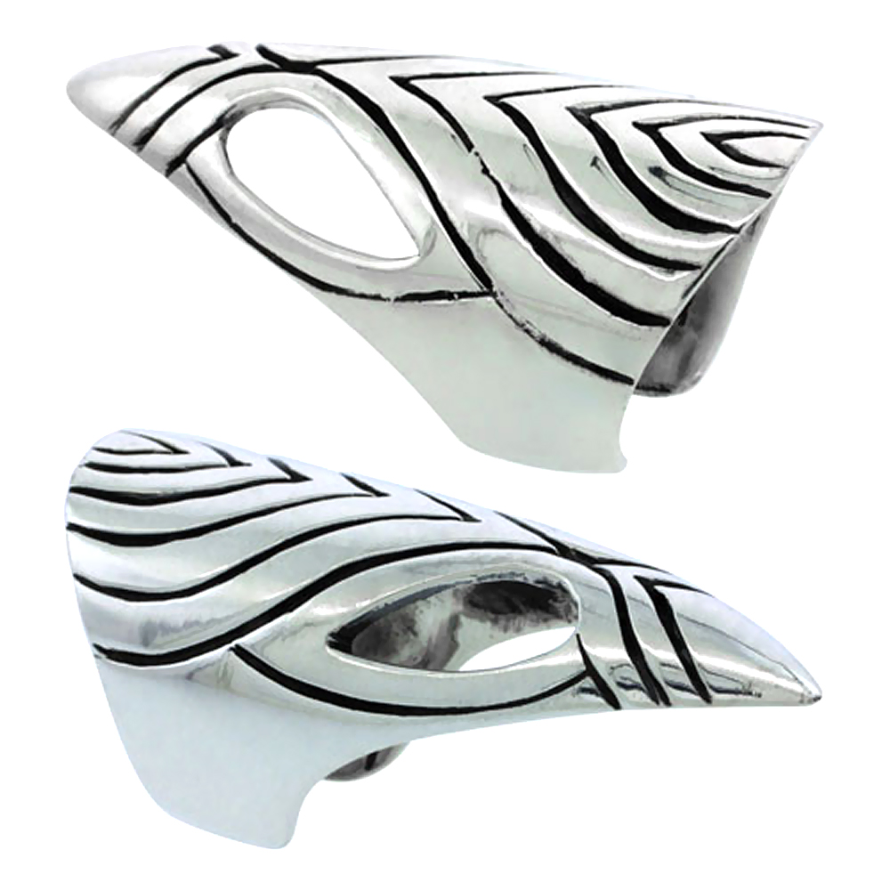 STERLING SILVER FINGERTIP RING FOR WOMEN SNAKE DESIGN 1 3/8 INCH (35MM) LONG