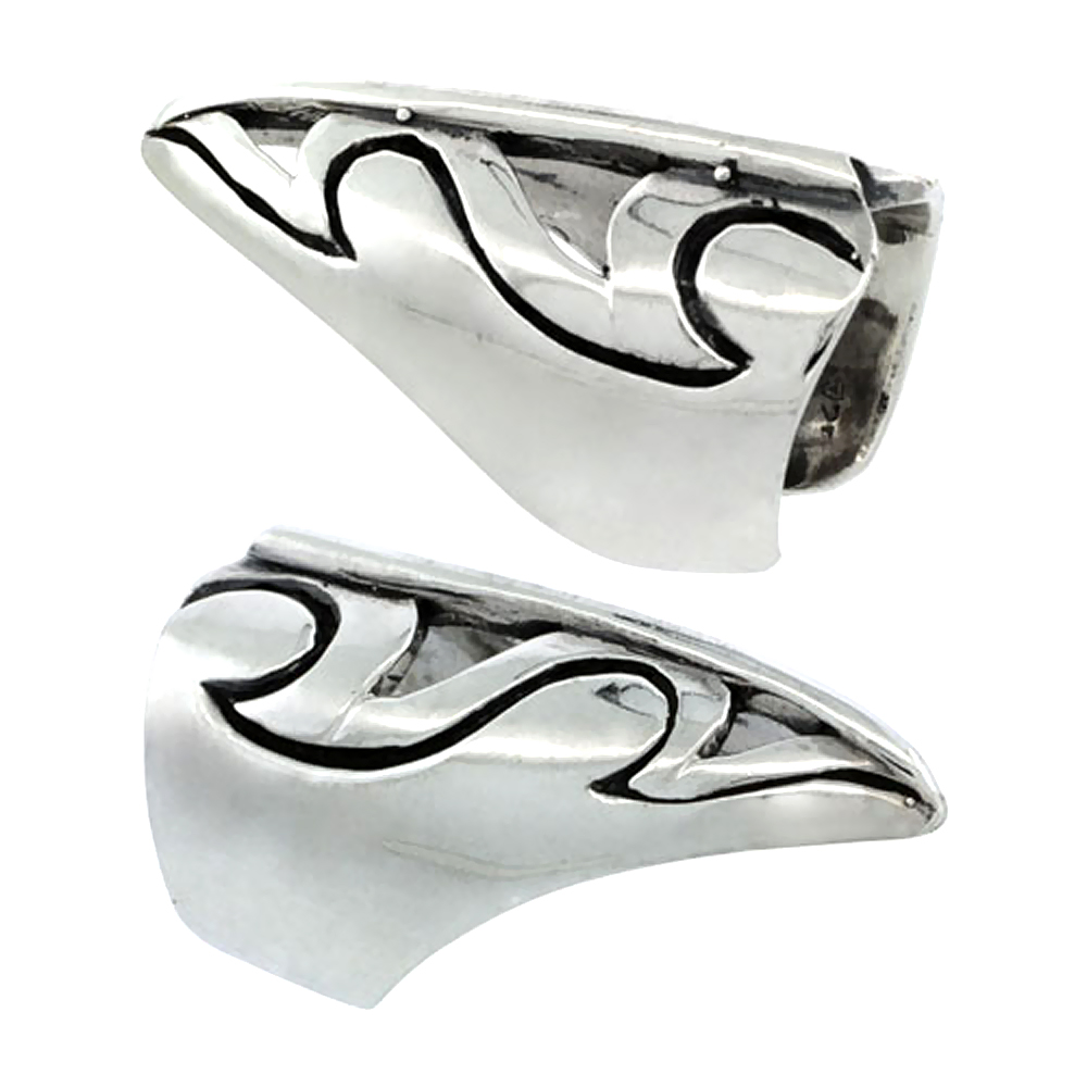 STERLING SILVER FINGERTIP RING FOR WOMEN TRIBAL DESIGN 1 1/4 INCH (32MM) LONG