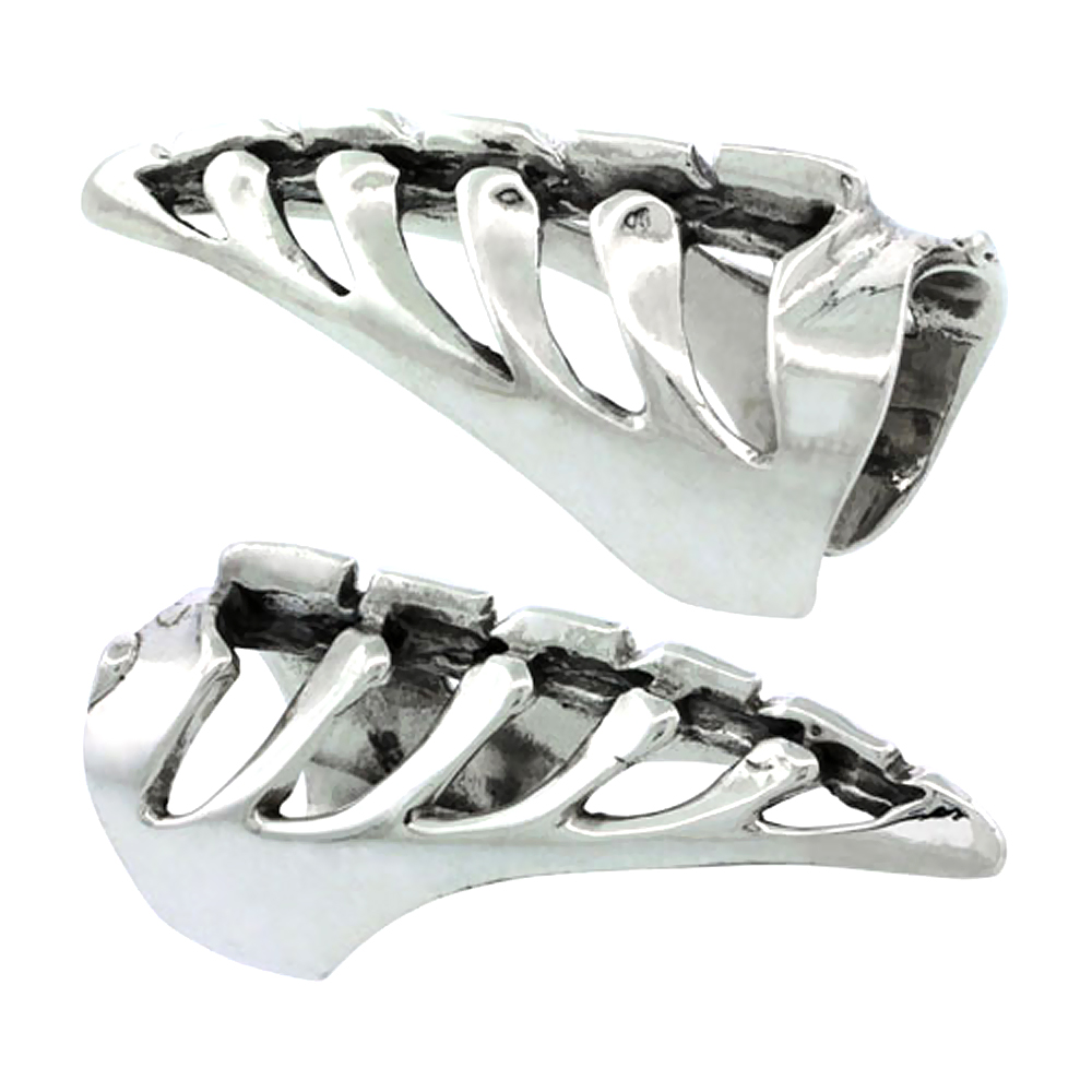 STERLING SILVER FINGERTIP RING FOR WOMEN RIB CAGE DESIGN1 1/2 INCH (38MM) LONG