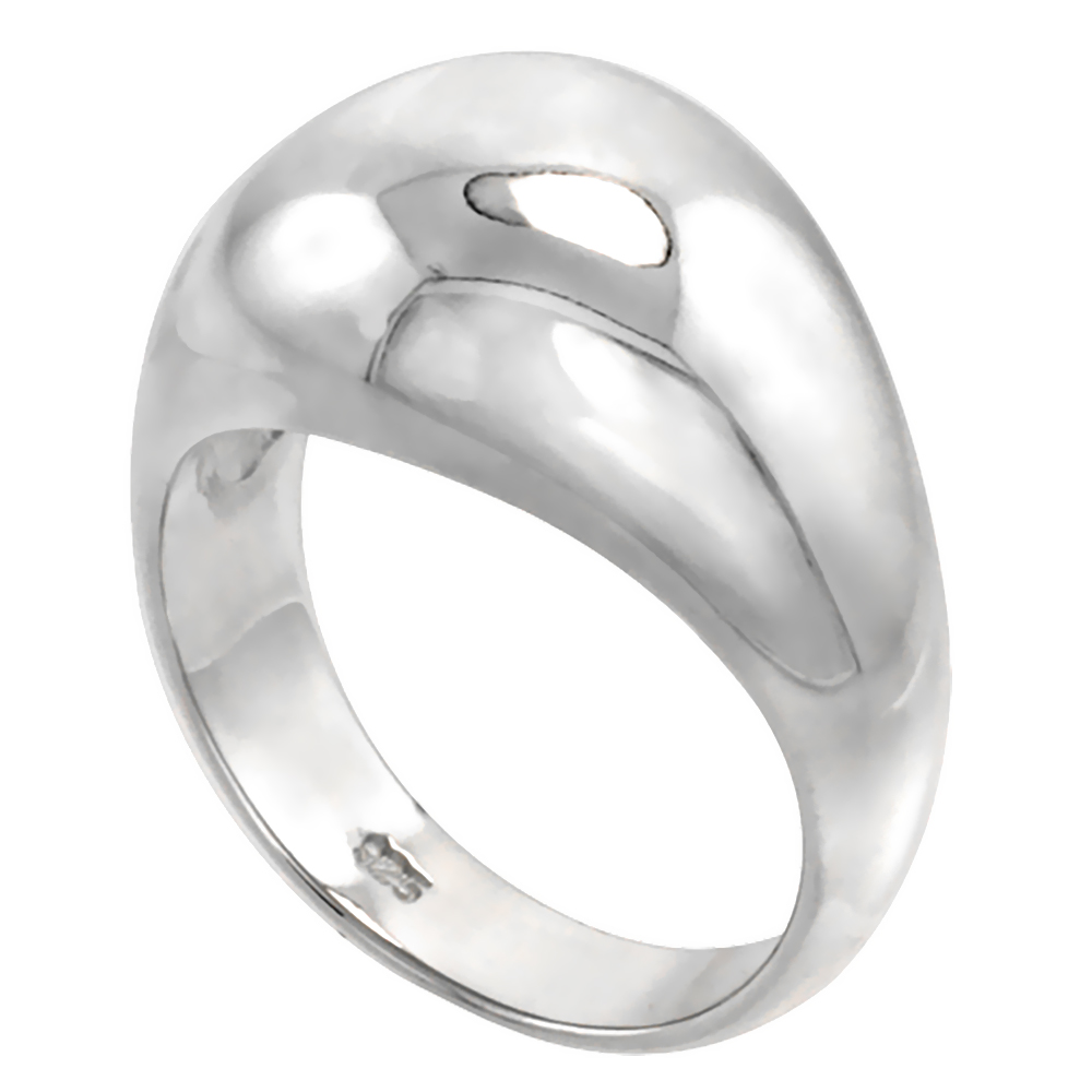 Sterling Silver High Dome Cigar Band Ring for Women Flawless finish 5/8 inch wide sizes 6 - 10