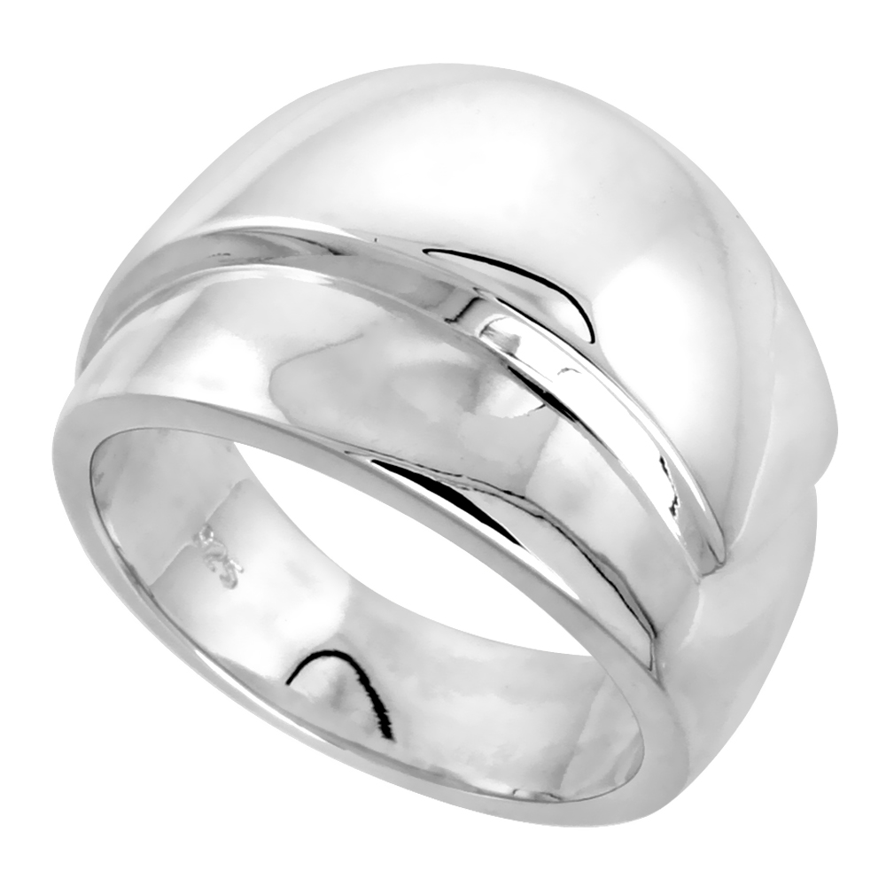 Sterling Silver Cigar Band Ring for Women Flawless finish 5/8 inch wide sizes 6 - 10