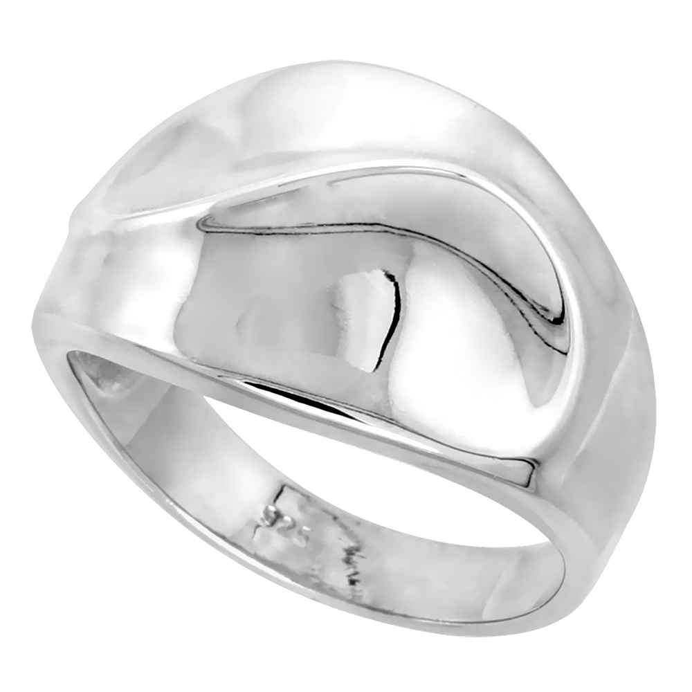 Sterling Silver Cigar Band Ring w/ Swirl Flawless finish 5/8 inch wide sizes 6 - 10