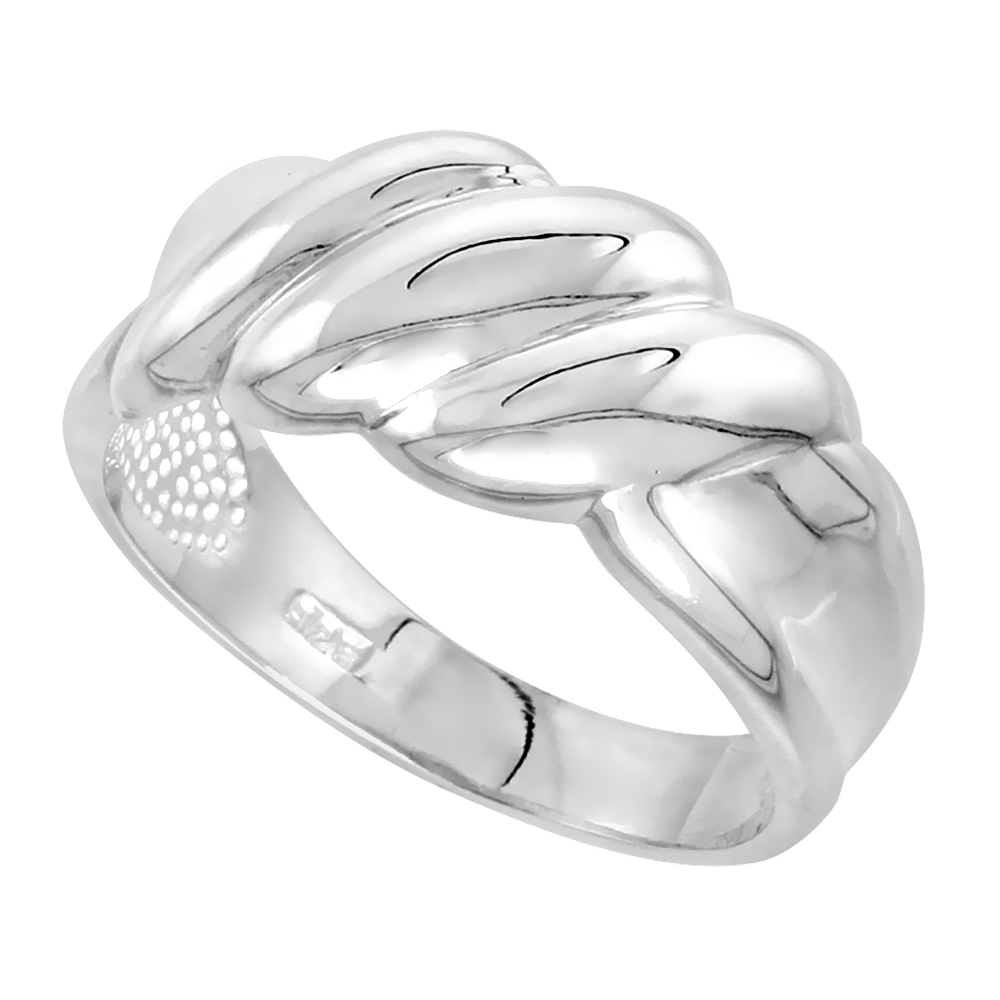 Sterling Silver Domed Ridge Ring for Women Flawless finish 3/8 inch wide sizes 6 - 10