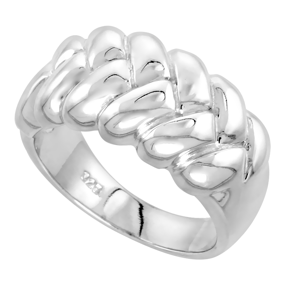 Sterling Silver Braided Dome Ring for Women Flawless finish 1/2 inch wide sizes 6 - 10