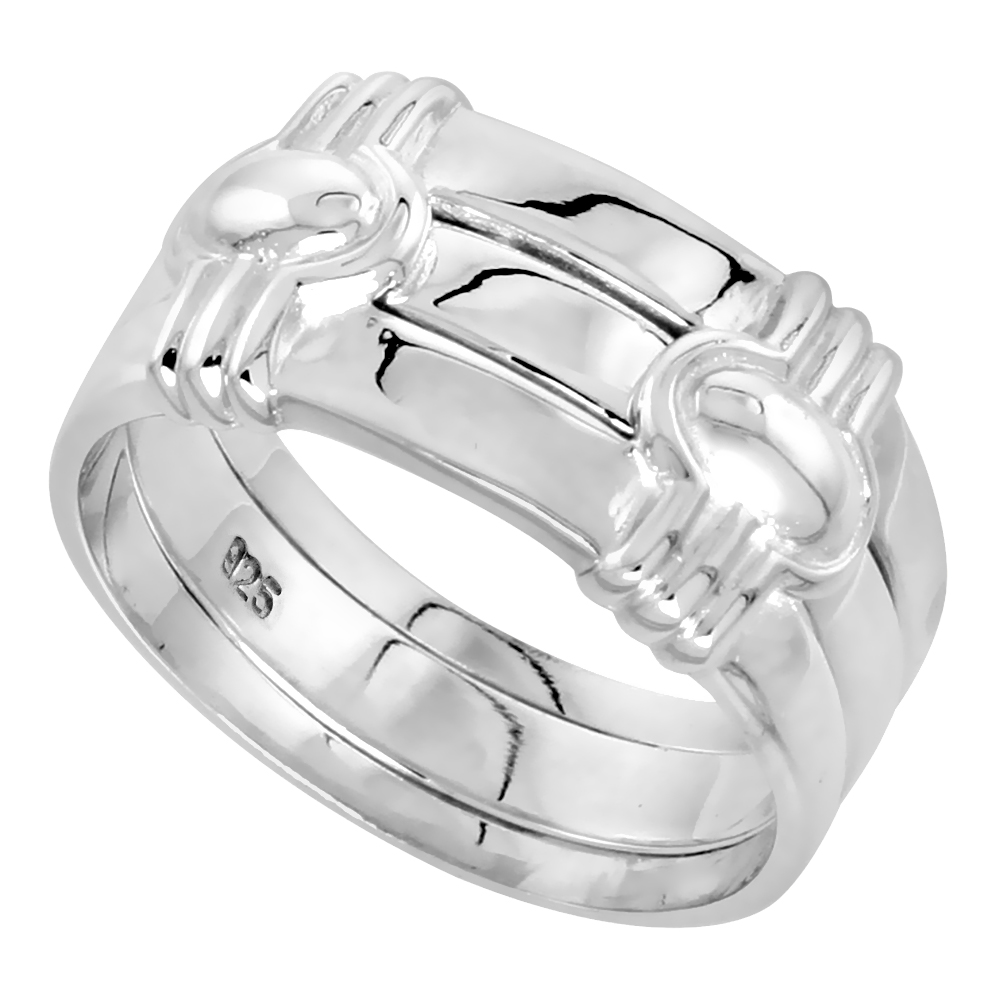 Sterling Silver Art Deco Band Ring for Women Flawless finish 1/2 inch wide sizes 6 - 10