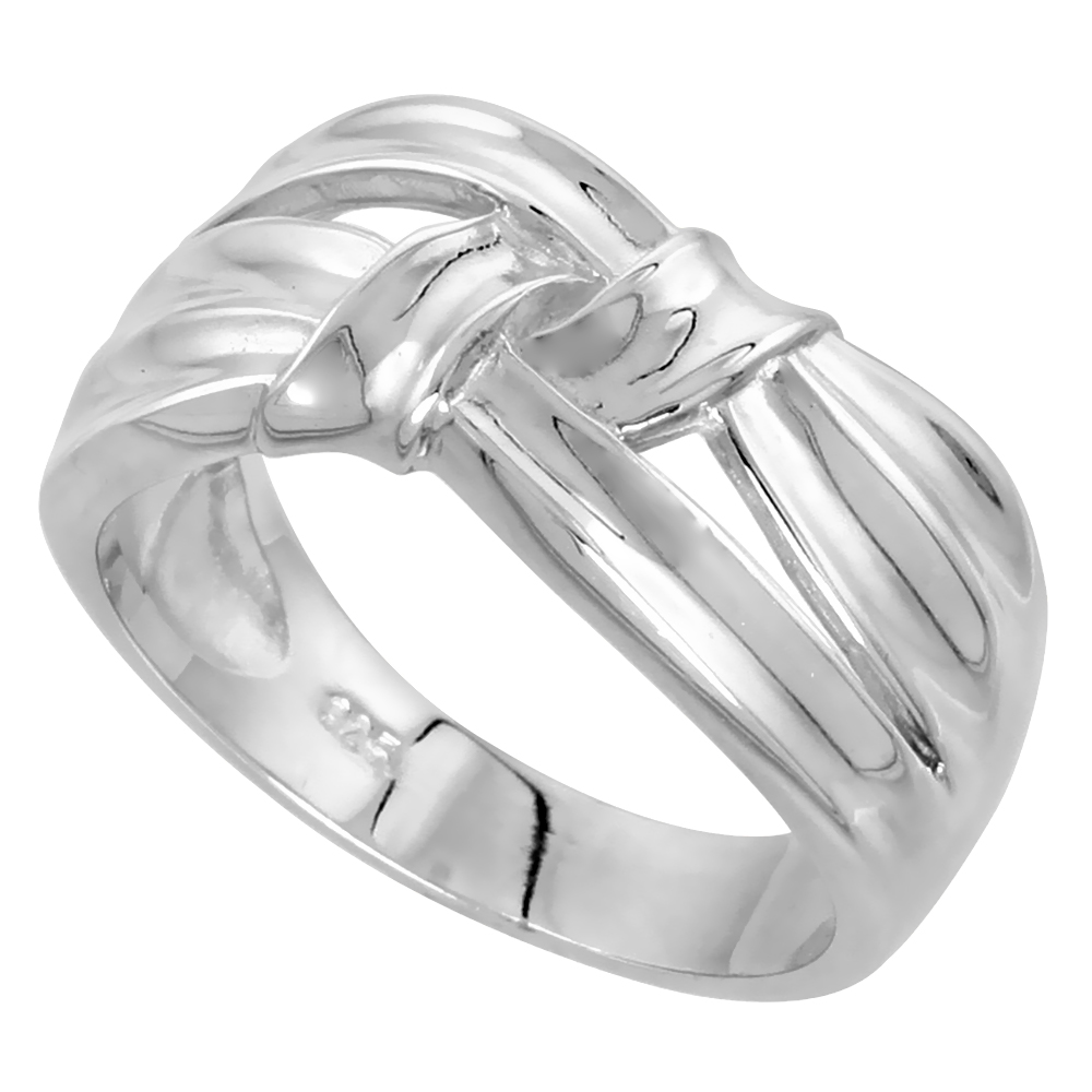 Sterling Silver Ribbon Ring for Women Flawless finish 3/8 inch wide sizes 6 - 10